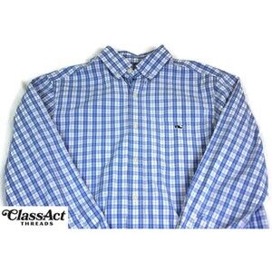 Vineyard Vines Long Sleeve Shirt Mens Blue Plaid Classic Fit Stretch Sz S